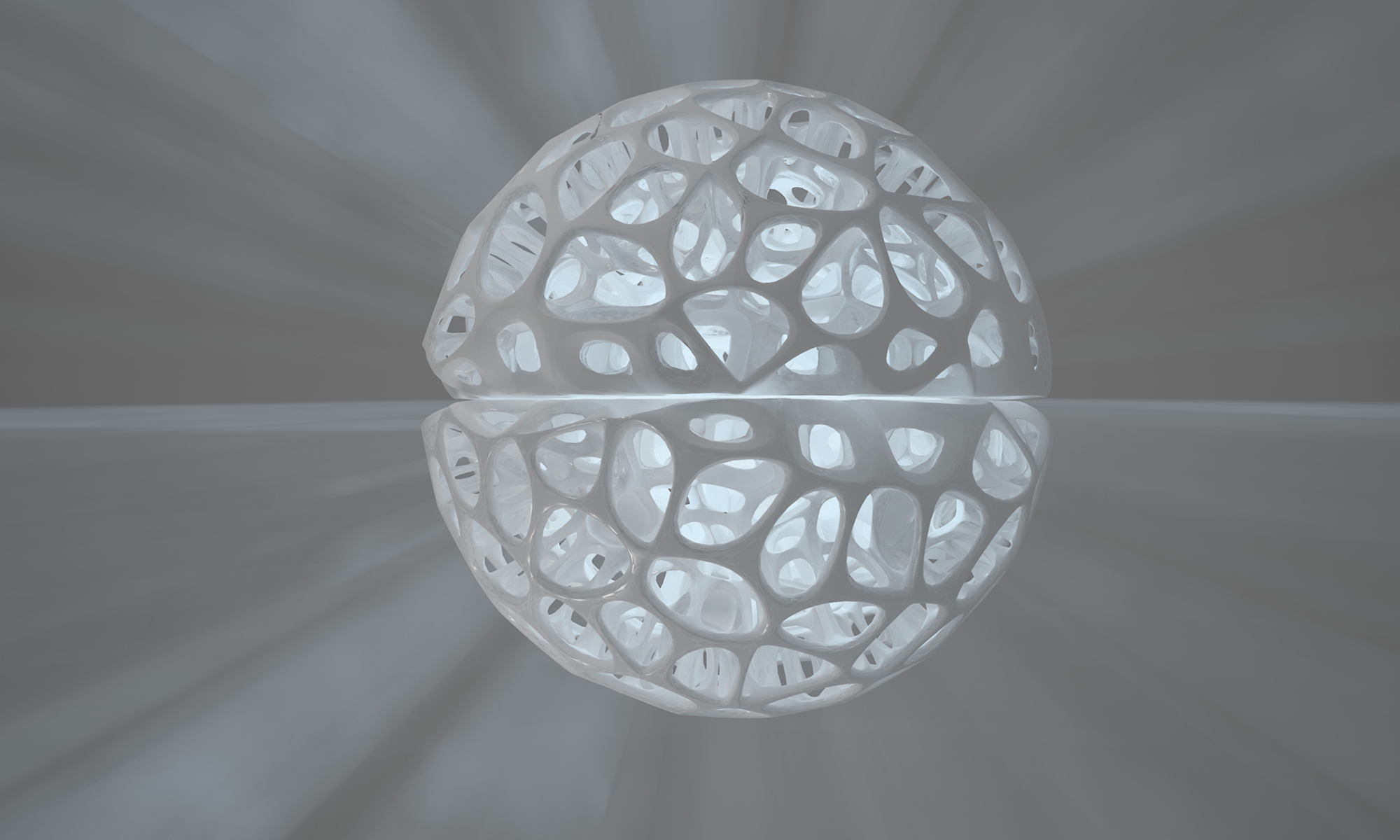 3D Voronoi skelet, kutija, sfera, lampa