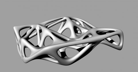 Object formed by wrinkling basic form can be used as postament.