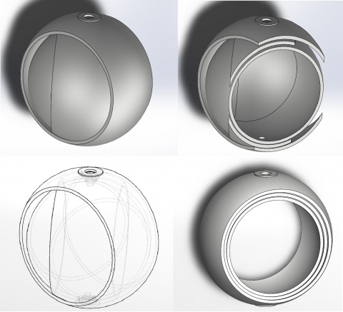 closed model, section view, transparent view and open model